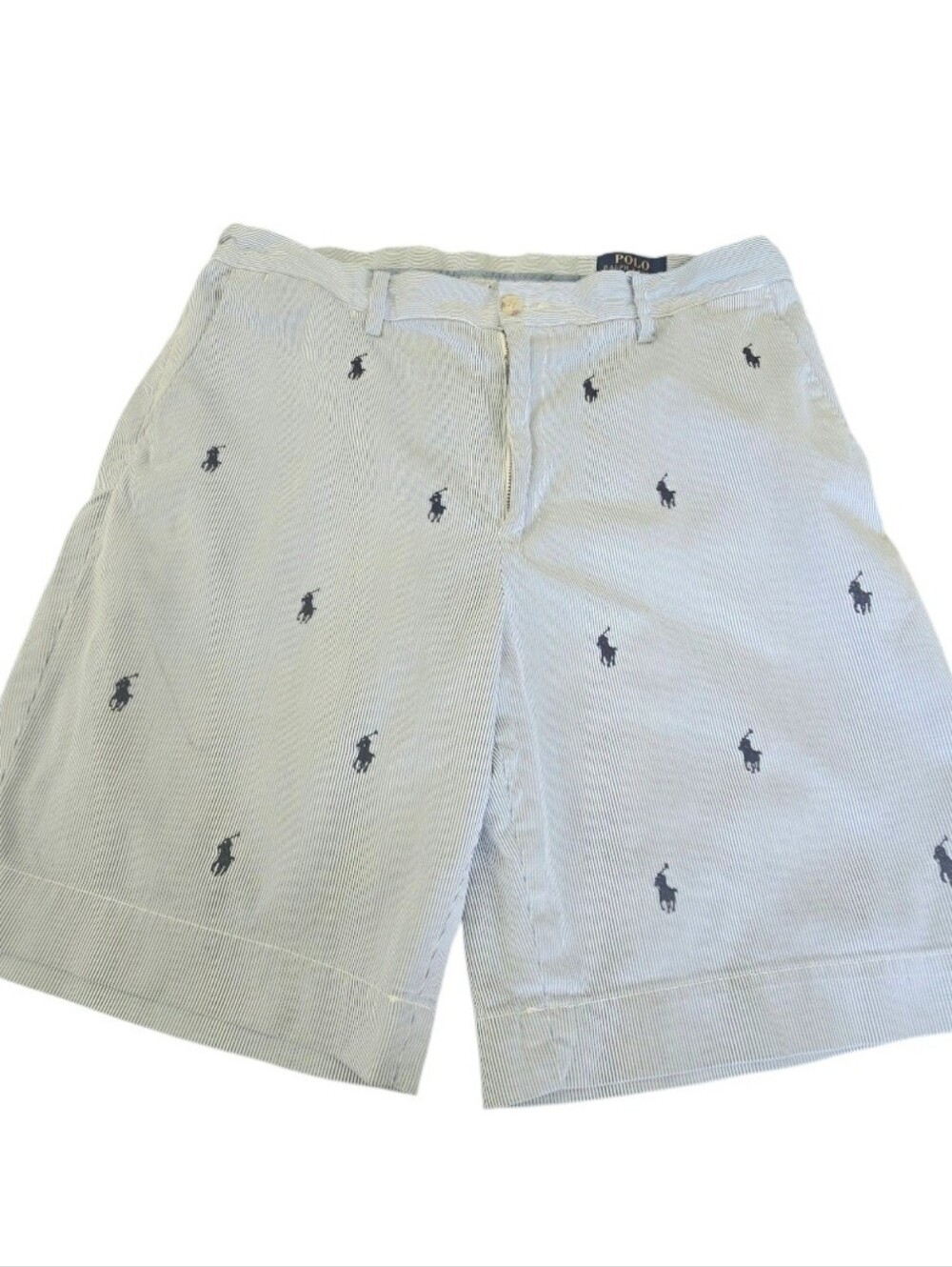 Polo Ralph Lauren Men Blue/White Striped All-Over Pony Shorts Size 33